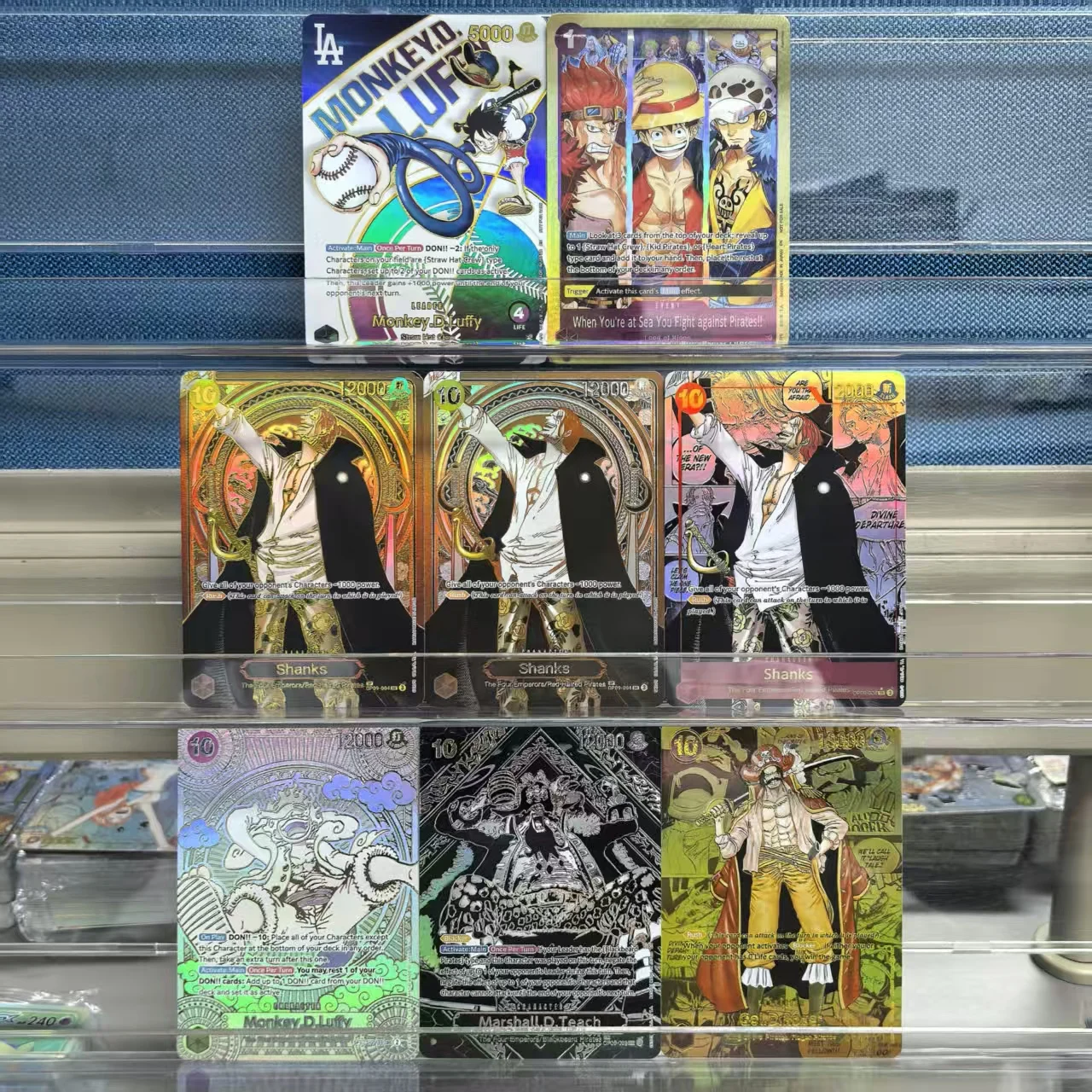 2025 One Piece Monkey D. Luffy Tarjeta de colección de anime en inglés Shanks Gol.D.Roger Malshall.D.Teach Card Tarjeta de juego clásica regalo
