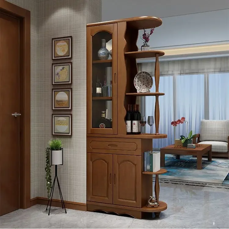 Solid wood room hall cabinet partition wine cabinet simple entrance cabinet small apartment 1 meter living room foyer