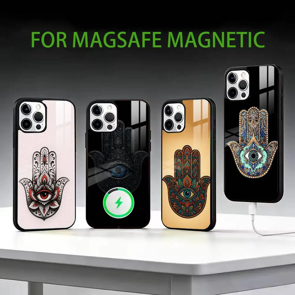 

h-Hamsa h-Hand Of Fatima Art Phone Case For iPhone17,16,15,14,13,12,11 Plus,Pro Max Magnetic For Magsafe Wireless Charging