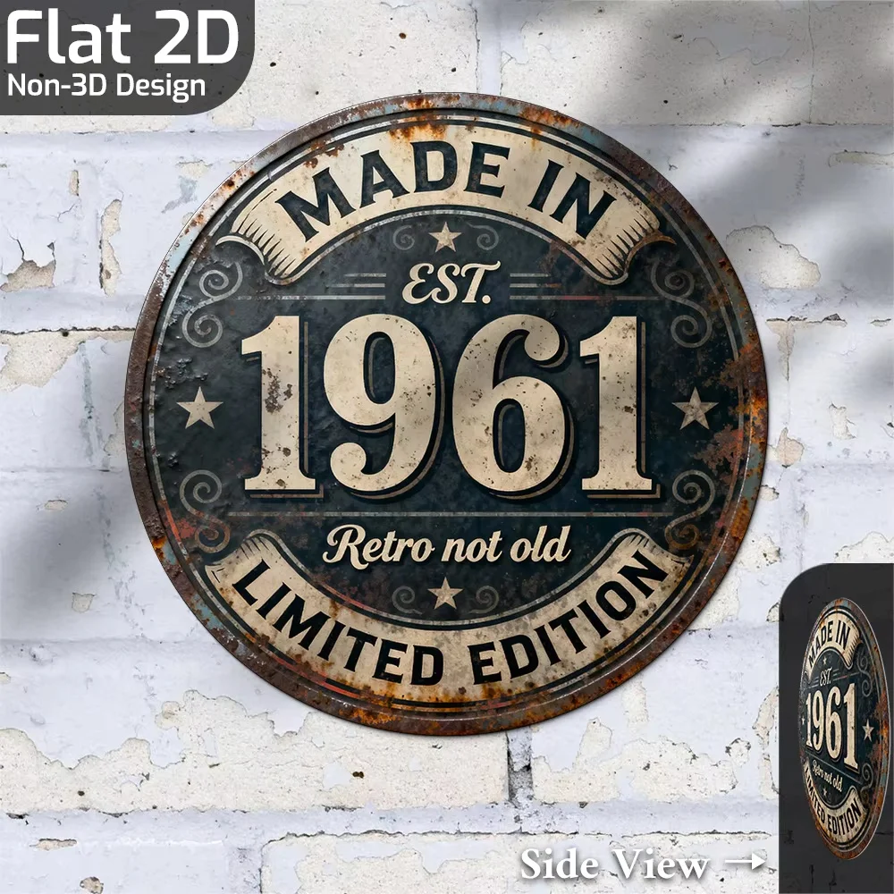 2D Flat, 1pc Vintage 1961 Metal Wall Sign - 8