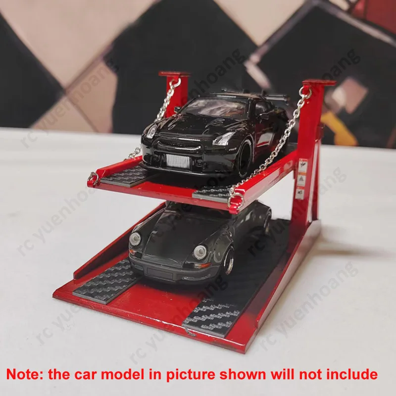 1PCS 1/64 Scale Double-deck Car Parking Lift Frame Handmade ABS Resin Static Model Garage Scene Decoration Fixed Vehicle Shelf