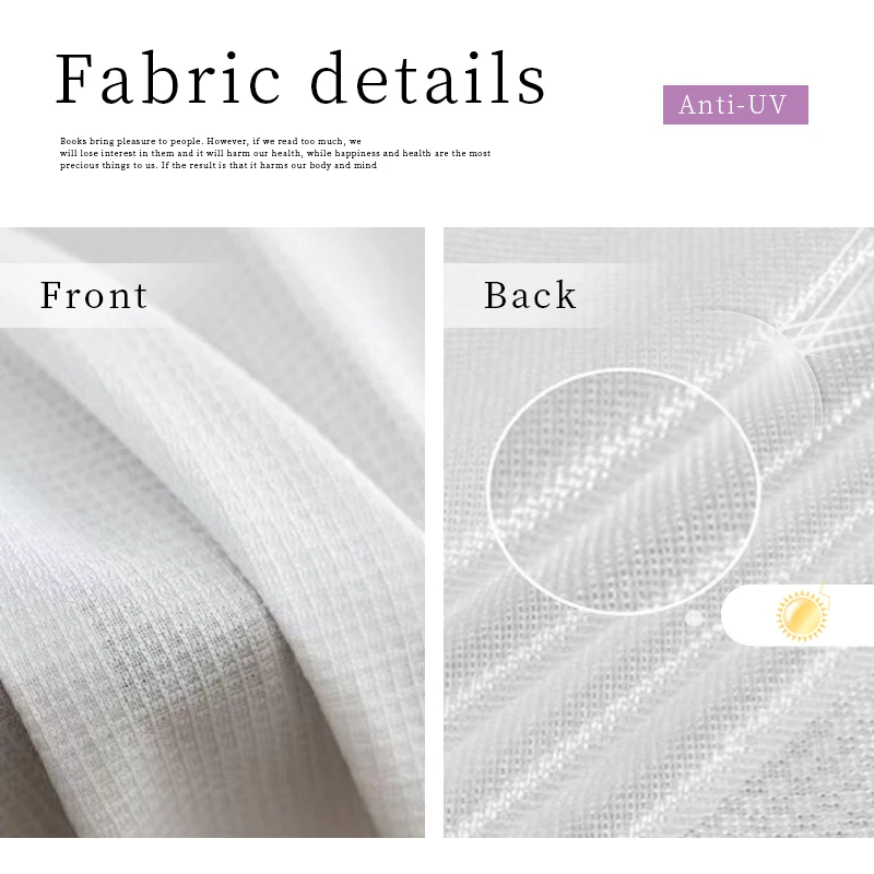 Custom Size Anti-UV White Sheer Curtains for Living Room 100% Privacy Window Tulle Curtain for Bedroom Heavy Fabric