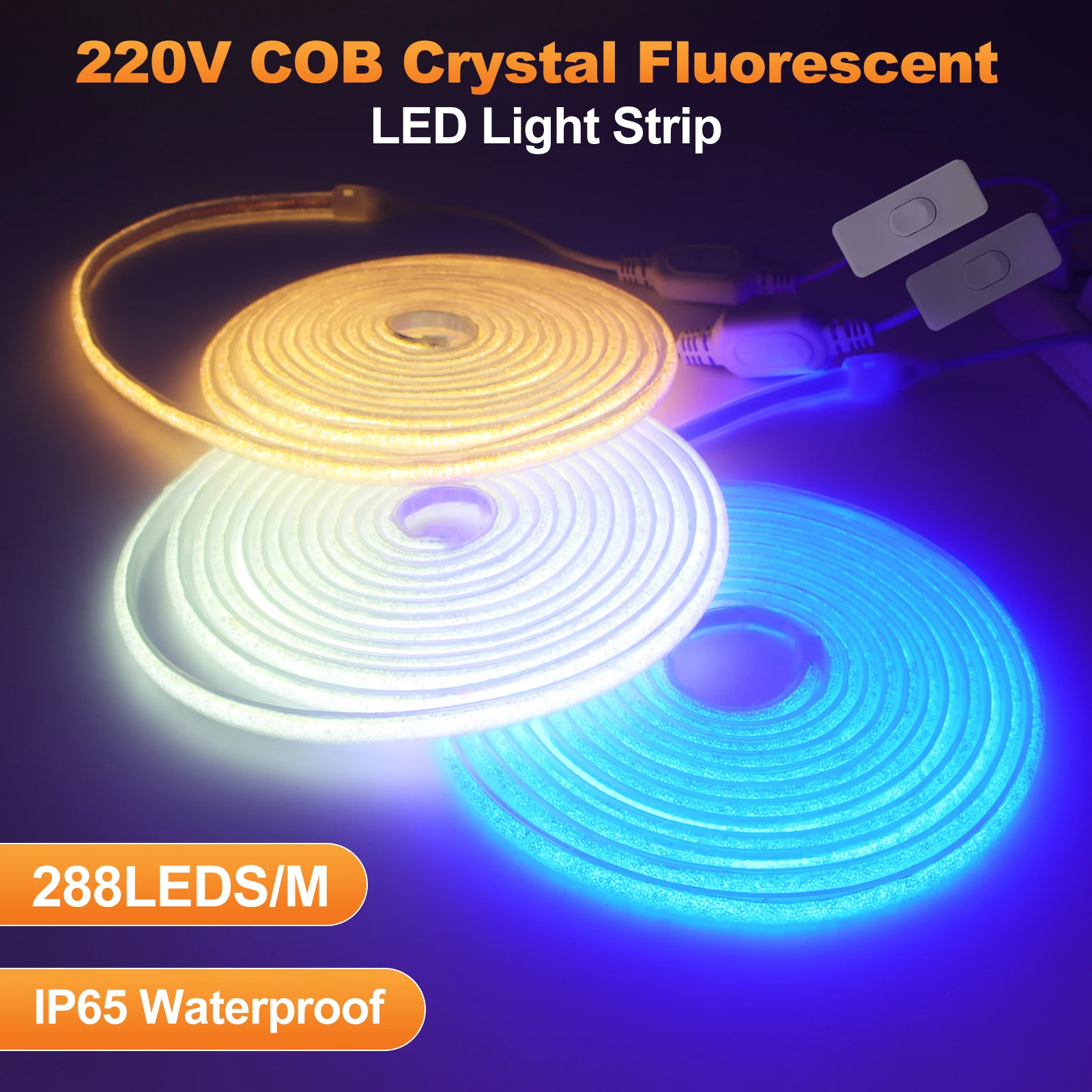 ac220‑240v-crystal-fluorescent-cob-neon-strip-ip65-waterproof-288led-m-atmosphere-decor-light-with-double‑sided-tape
