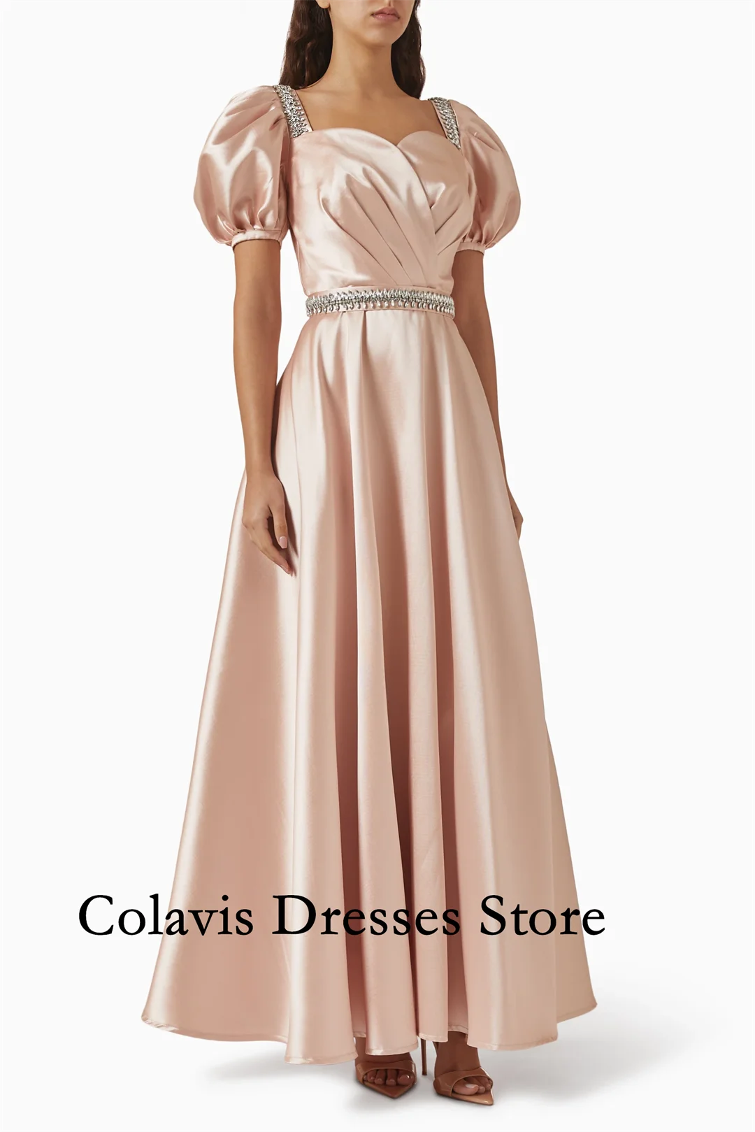 

2025 Customized Puff-sleeve Dress in Mikado Pink A-Line Prom Dresses Evening Dress Women Evening Gowns Formal Party Dress