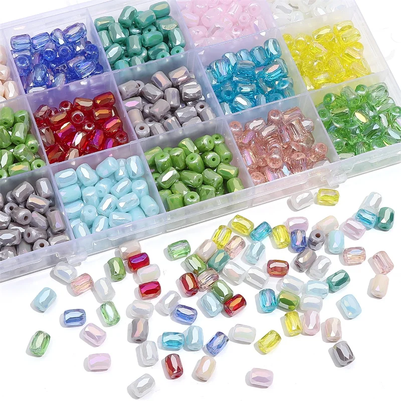 

10Pcs Glass Solid Color Rectangular Beads Cut Rectangular Loose Beads For DIY Bracelets Necklaces Jewelry Making Accessories