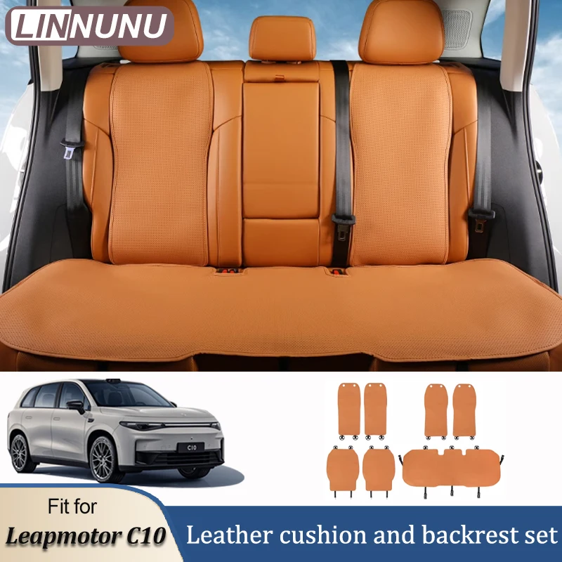 Linnunu Fit for Leapmotor C10 Car Interior Decoration Supplies Seat Cushion Universal for All Seasons Half-Pack Seat Protection Seat Cushion Car Front and Rear Seat Cushion Nappa Leather Material Seat Cushion