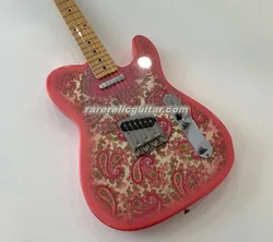 In Stock Brad Pink Paisley Electric Guitar Maple Neck Maple Fretboard Dot Inlay 3 Saddles Bridge Vintage Tuners