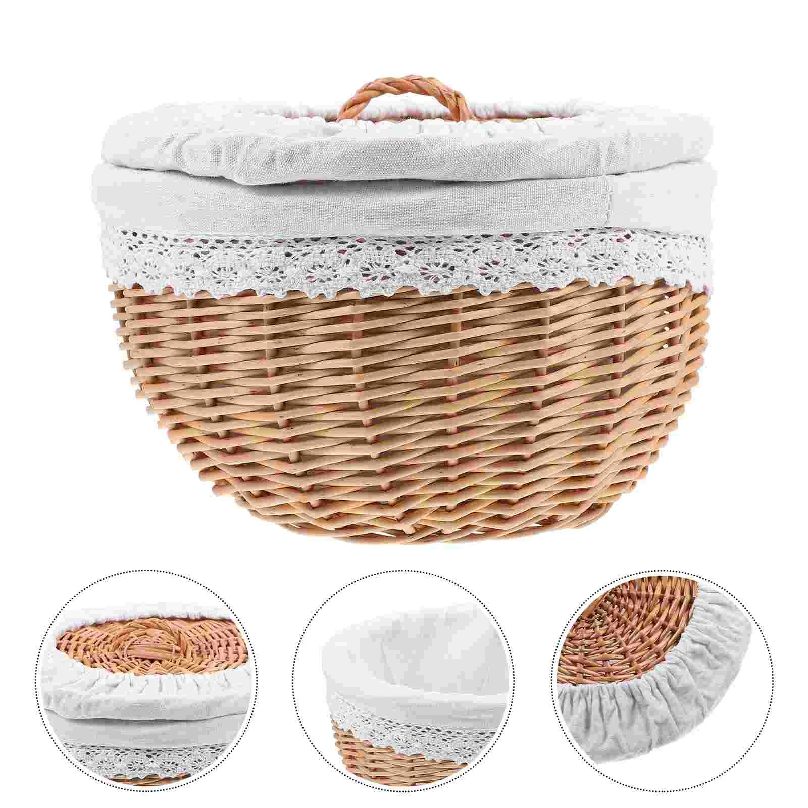 

Woven Basket Food Storage Decorative Snack Organizer White Delicate Wicker Bread