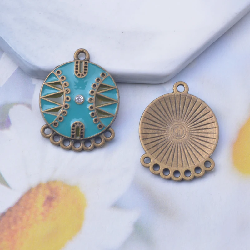 10 Stück Legierungs-Mehrfachloch-Rundverbinder, Antik-Bronze, emaillierte Ohrringe, Anhänger, DIY-Quastenohrringe – Detail 7