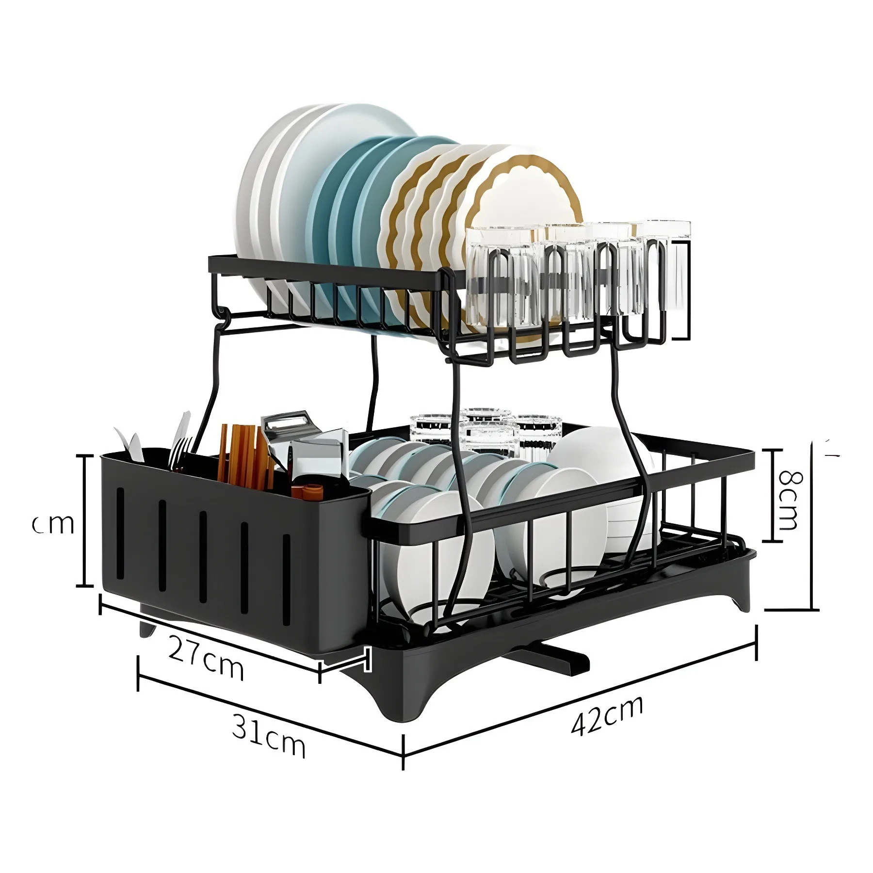 

Kitchen storage rack, multi-functional dish rack, bowl and chopstick organizer