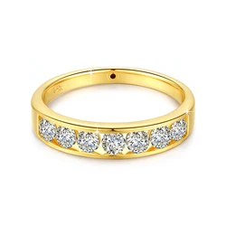 Szjinao 100% Real 14k Gold Wedding Band For Women 7 Stone Moissanite Diamond Women AU585 Gold Jewelry Gifts For Ladies Sale