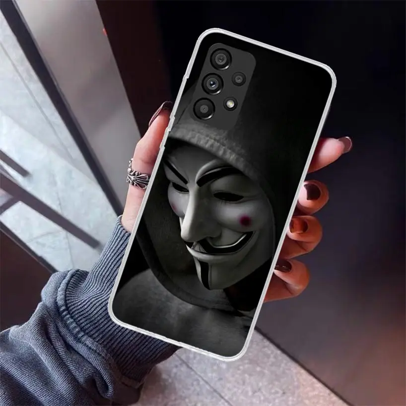 Anonymous V for Vendetta Mask Phone Case For Samsung Galaxy A15 A14 A13 A12 A55 A54 A53 A52S A25 A24 A35 A34 A23 A33 A22 A32 A05