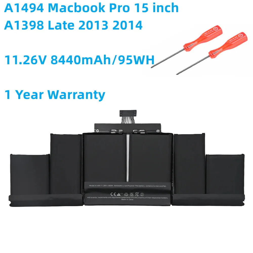 Imagem -02 - Bateria do Portátil para Apple Macbook Pro 15 Retina A1398 2012 2013 2014 2023 Ano A1494 A1417 A1618