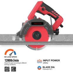 1400W Marble Cutter Electric Circular Saw Ceramic Tile Cutting Wall Grooving Machine 0-45° Bevel Marble Slotting Concrete Saws