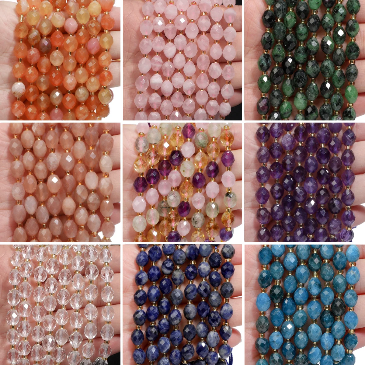 8x7mm AAA Faceted Natural Stone Beads Citrine Apatite Amethyst Quartz Oval Shape Spacer Beads For Jewelry Making DIY Bracelets
