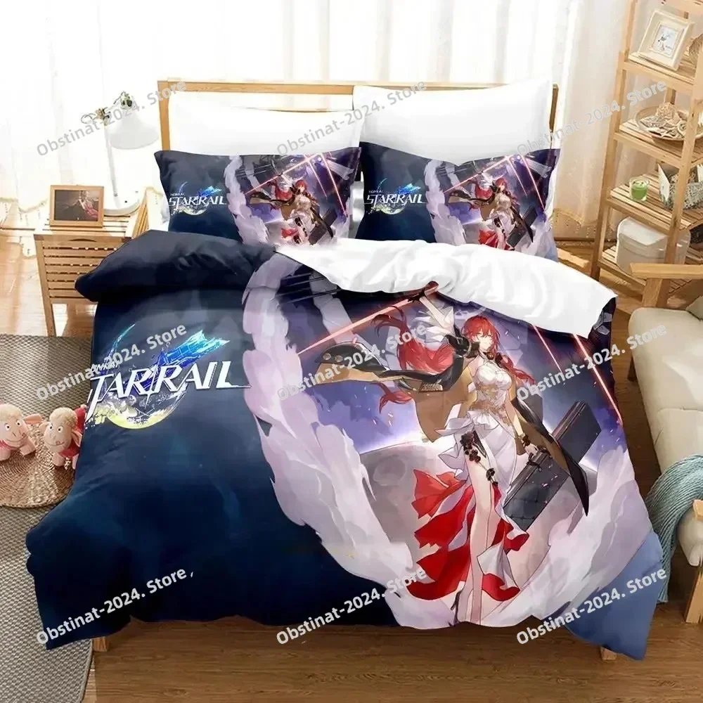 Anime Honkai Star Rail Bedding Set Duvet Cover Full Queen King Size Pillowcase Bed Print Bed Set Aldult Kid Bedroom Single Twin
