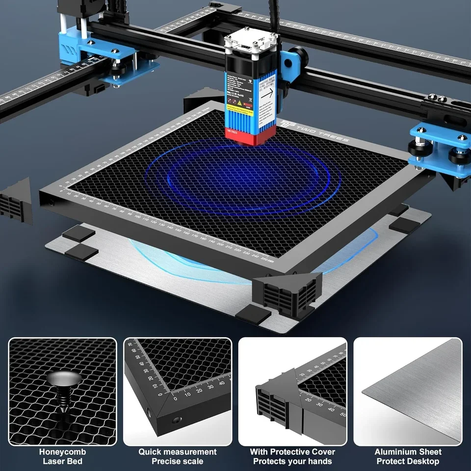 Table de travail en accent d\'abeille pour machine de découpe laser, lit de travail pour équipement laser CO2, aluminium TTS55, TS2, 400x400mm,