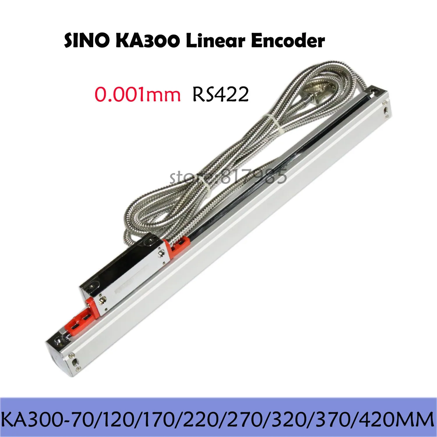 Sino Ka300 Codificador Linear 70 120 170 220 270 320 370 420 mm de Comprimento do Curso Rs422 Governante Escala de Vidro Óptico 0.001 Milímetros Resolução 1um
