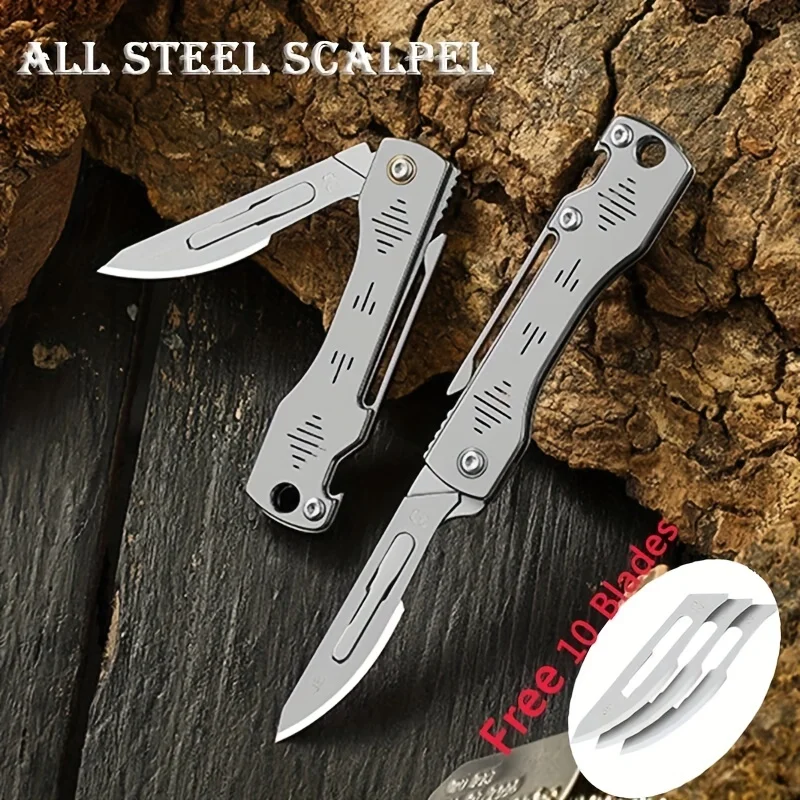 Stainless Steel Utility Knife Sharp Mini Folding Knife Bottle Opener Portable Keychain Knife Scalpel Portable Express Box Opener