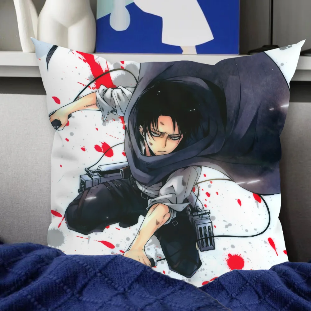 Anime L-Levi Ackerman Pillow Case For Home Bedroom Room Decoration Living Room Sofa Cushion Cover Suitable