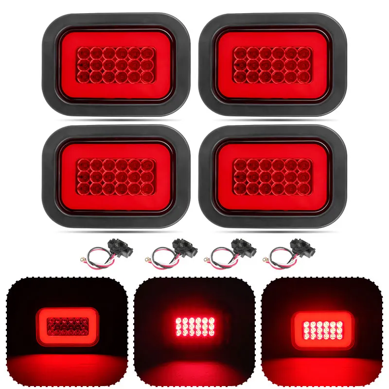 

Flush Mount 30LED 2 in 1 Tail Light With Pigtails 5"x3" Halo Brake Stop Warning Lamp For Truck Trailer Pickup Bus RV ATV SUV 12V