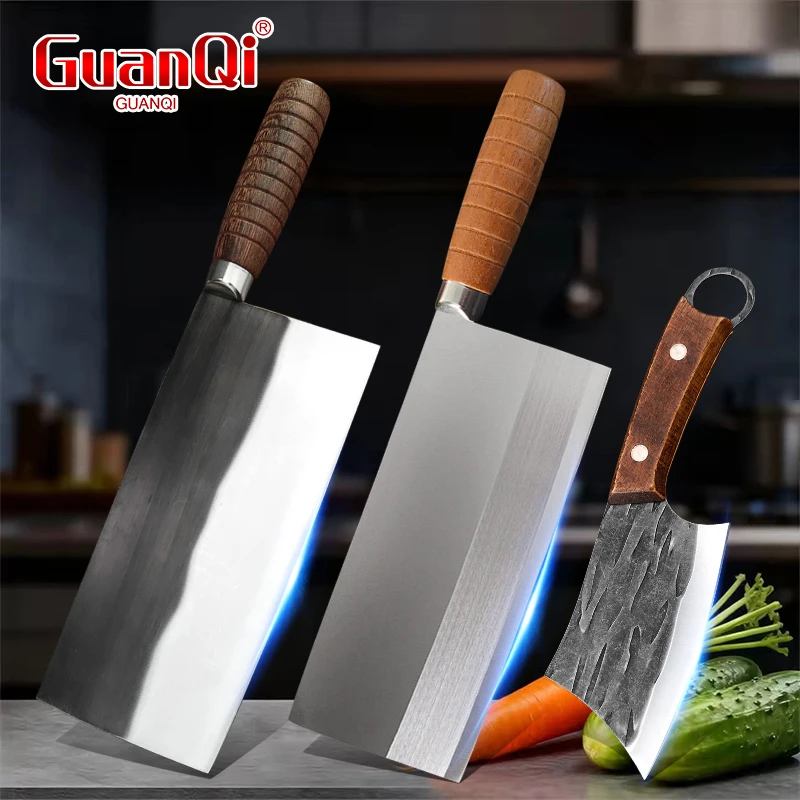 Handmade Forged Chinese Cleaver Knife Ultra Sharp Slicing Filleting Knives Chef Knife for Meat Vegetable Kitchen Cooking Tools