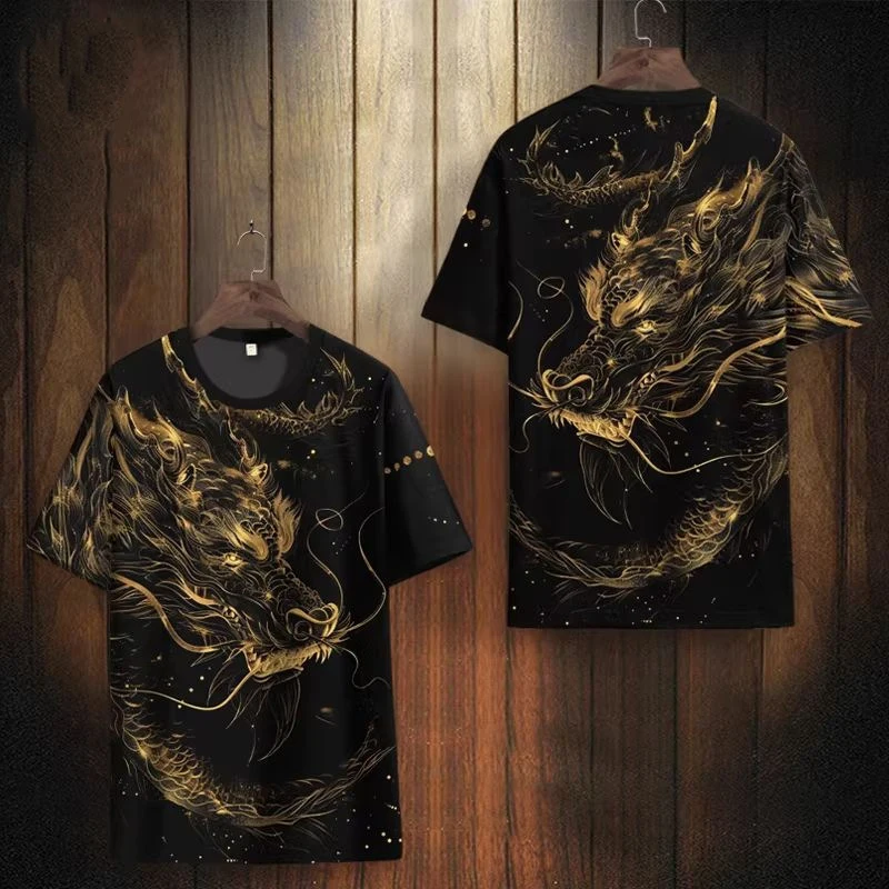 New Chinese Style T-Shirts Dragon Totem 3D Print Men Women Tees Short Sleeve Round Neck T Shirt Harajuku Y2K Tops Men's Clothing
