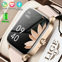 LIGE Fashion Smart Watch BT Call Custom Dial Curved Glass Luxury Bracelet Women's Health Monitor Lady Gift Clock Smartwatch Men