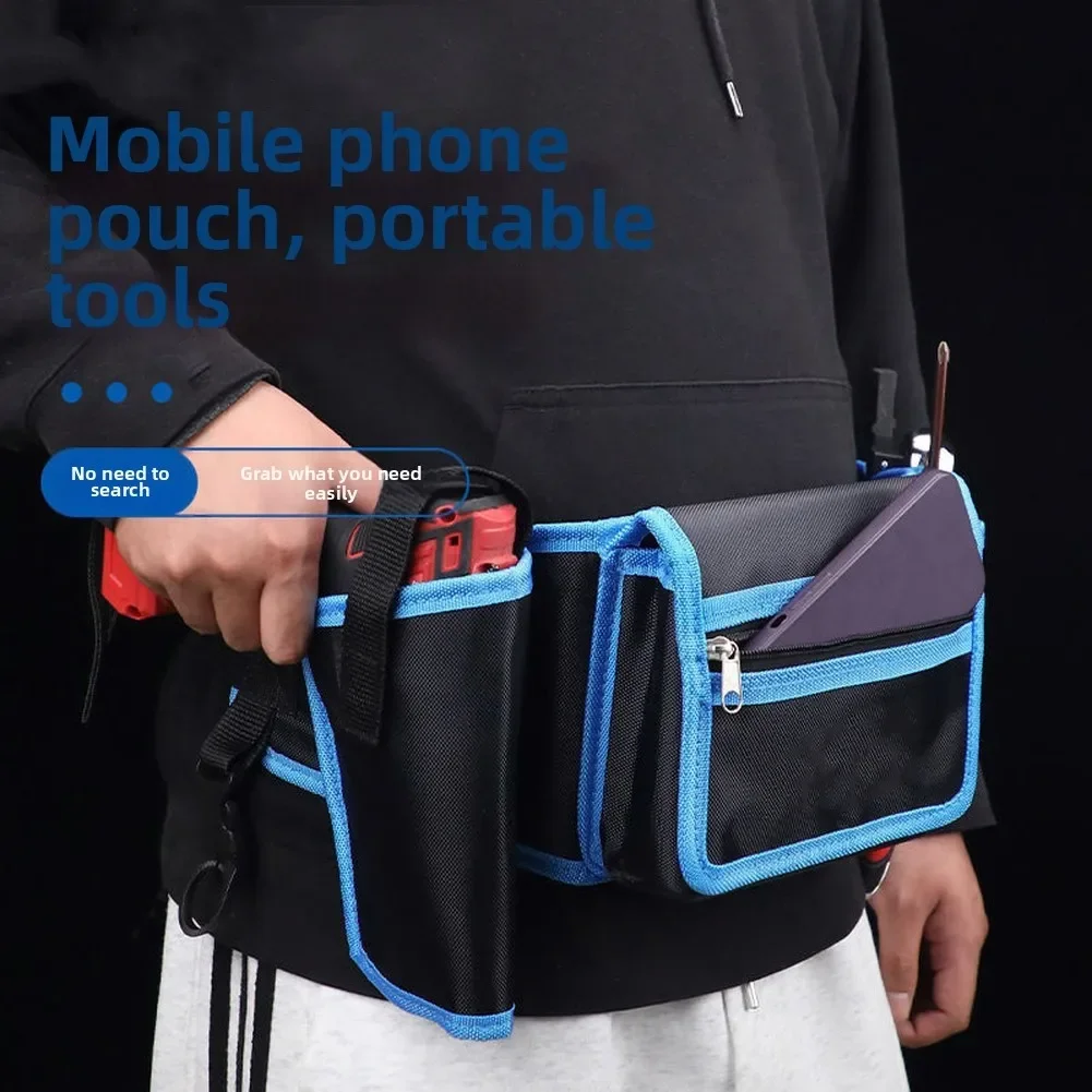 Versatile Tool Waist Bag 5 Pockets Waterproof Adjustable Aerial Work Pocket Portable Tool Pocket Waistbag