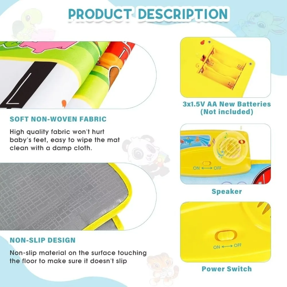 New 110*36cm Multifunctional Music Mat with 8 Animal Sounds Waterproof Keyboard Dance Mat Toddler Floor Gift