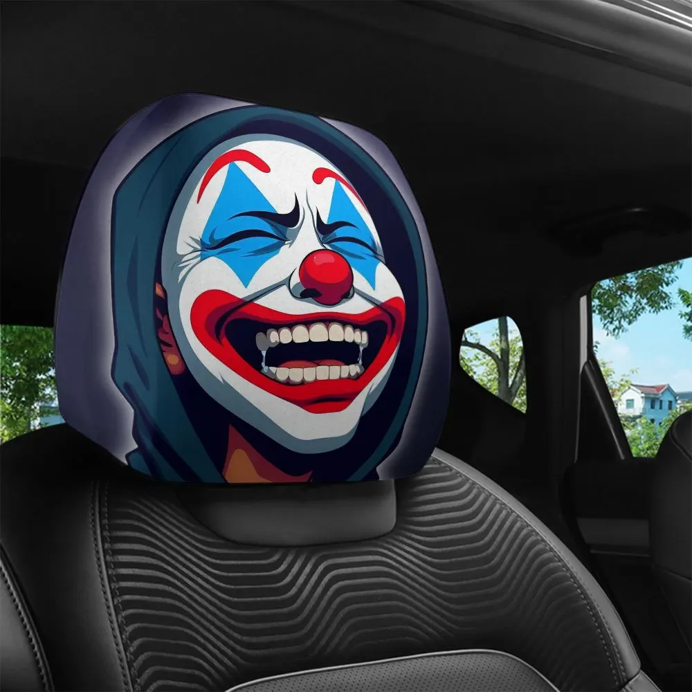 2PCS Amusement Park Clown washable car headrest covers, suitable for long-distance travel and add fun to your trip