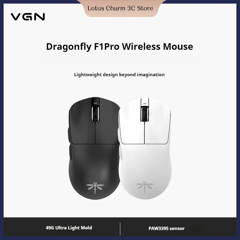 VGN Dragonfly F1 Pro Max Wireless Mouse 2.4g Wired Dual-Mode Lightweight High-Performance E-Sports Gaming Mouse Gamer Accessory