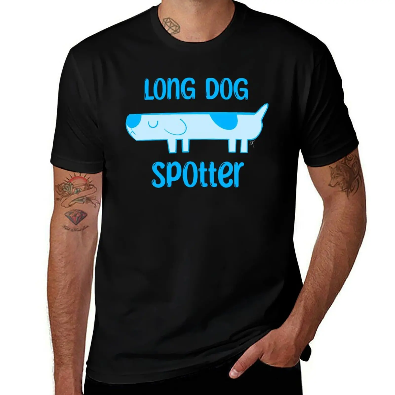 

Футболка Long Dog Spotter, забавные футболки, хлопковые футболки, дизайнерская мужская футболка, дизайнерская футболка