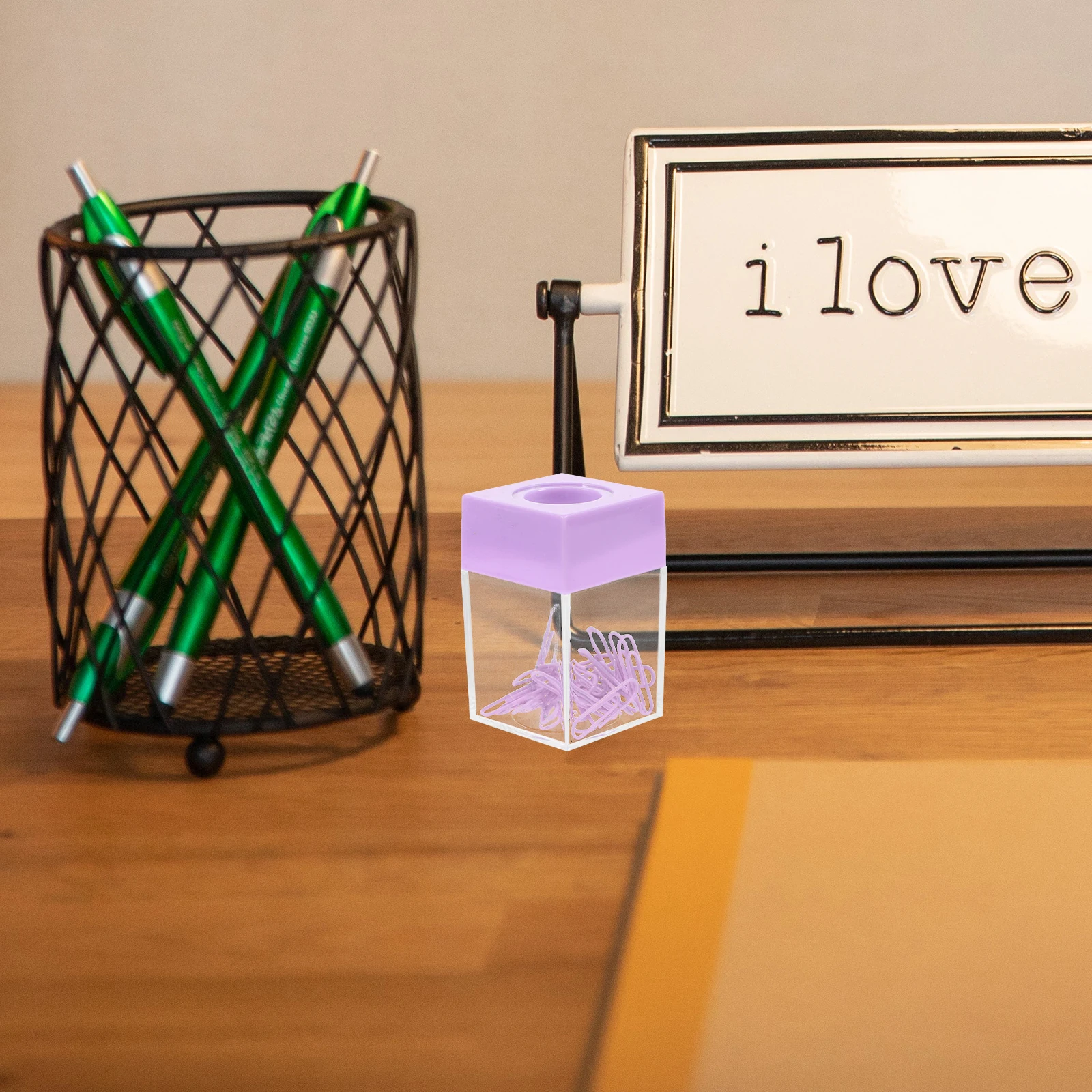 2Pcs Storage Paper Clip Holders Black Wear Resistant Paper Clip Containers Desk Organizer Small Container