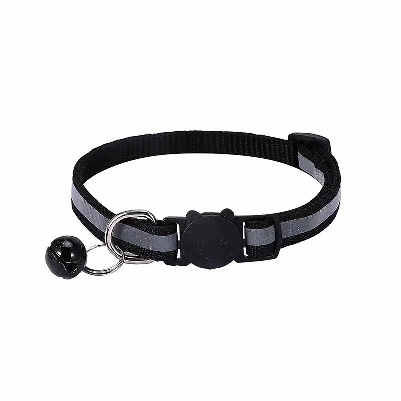 Collier pour chat réfléchissant avec clochette tête de chat_voghion.com