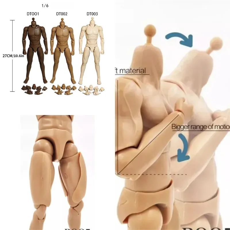 Cuerpo masculino musculoso B005, escala 1/6, modelo de hombros anchos para cabeza de soldado masculino, juguetes de regalo esculpidos