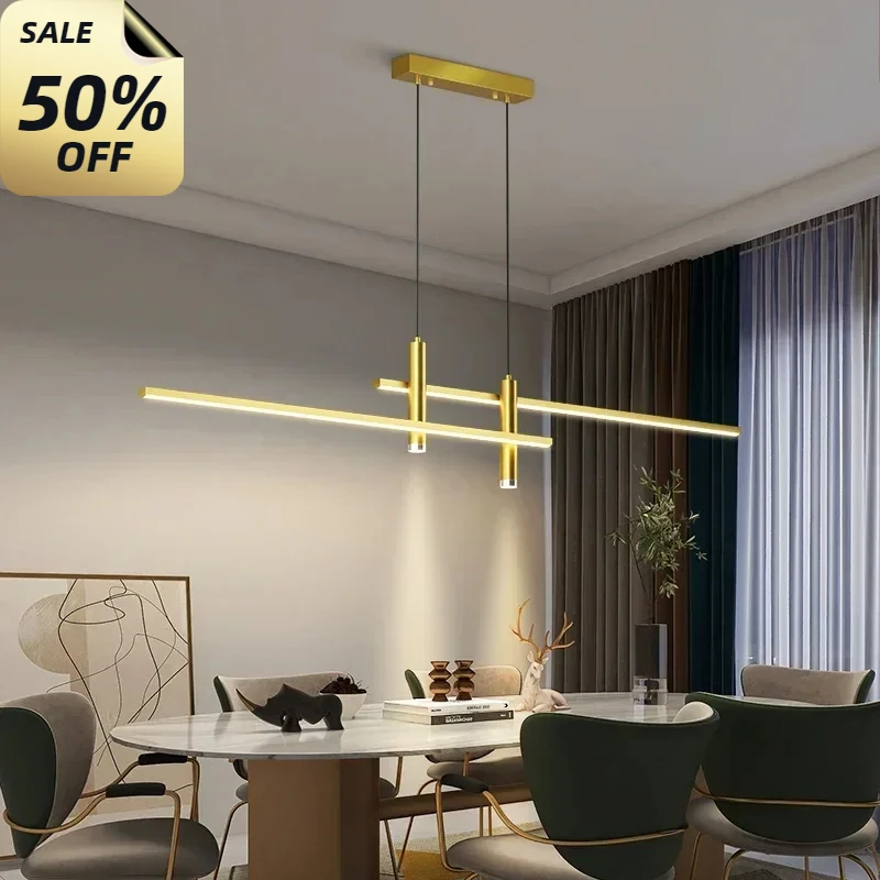 Modern LED Pendant Lamp Dining Table Kitchen Minimalist Black Gold Chandelier Home Decor Lighting Lusters Fixtures