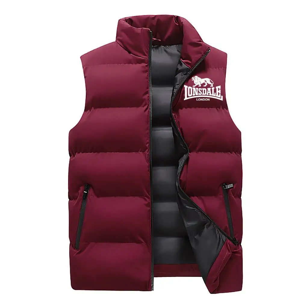 24Mens Vest Jacket Warm Sleeveless Jackets Winter Waterproof Zipper Coat Autumn Stand-up Collar Casual Waistcoat Brand Clothing