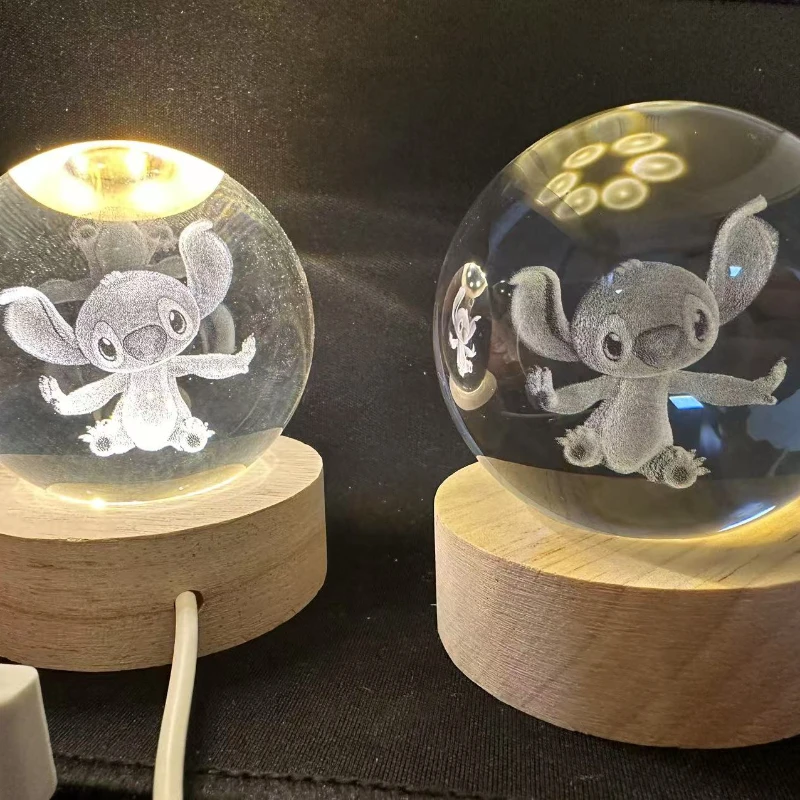 

Lilo and Stitch Disney Unique 3D Crystal Ball Lamp LED Luminous Crystal Ball Night Light 5cm Children's Birthday Gifts Glass Toy
