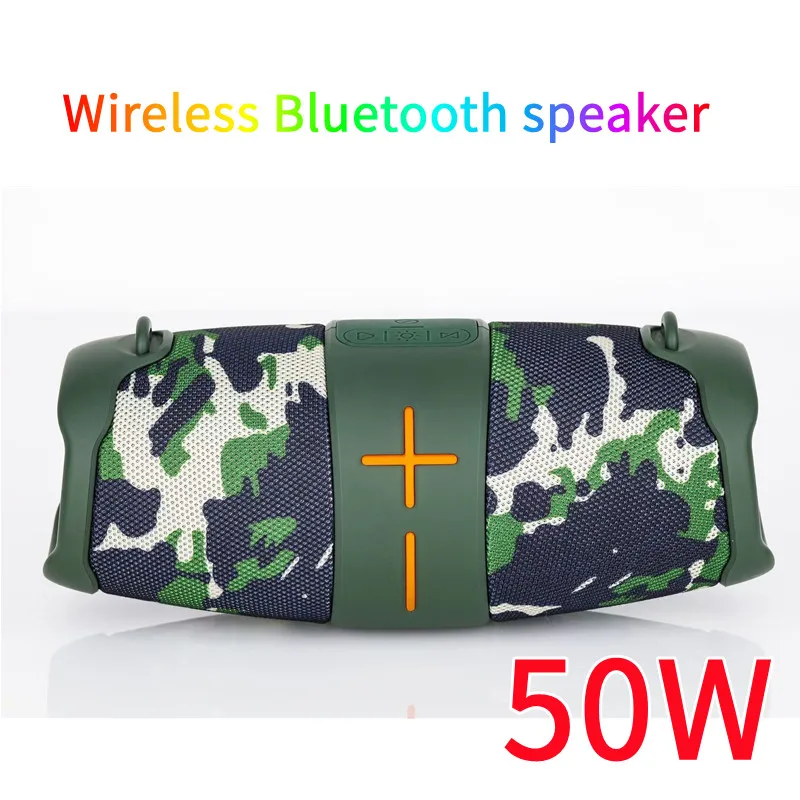 Portable Waterproof 50W High Power Bluetooth Speaker RGB Colorful Light Wireless Subwoofer 360 Stereo Surround TF USB Boom Box