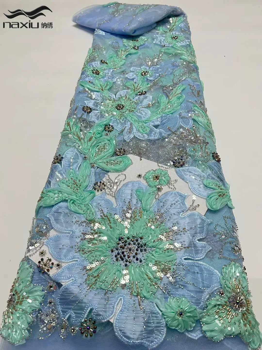 

Madison 2026 Luxury Sequins Beaded Lace Africa Lace Fabric High Quality Handmade Embroidery Lace With Beads For Wedding Dress