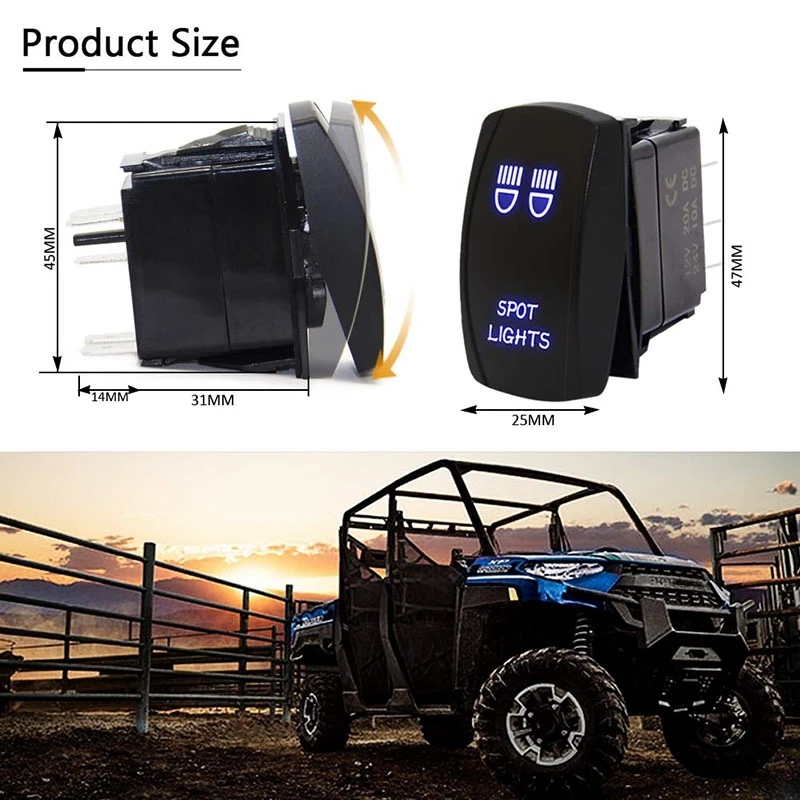 Compatible Rocker Switch Sasquatch Lights Winch In/Out Spot Lights Switch for ATV X3 RZR Boat SUV