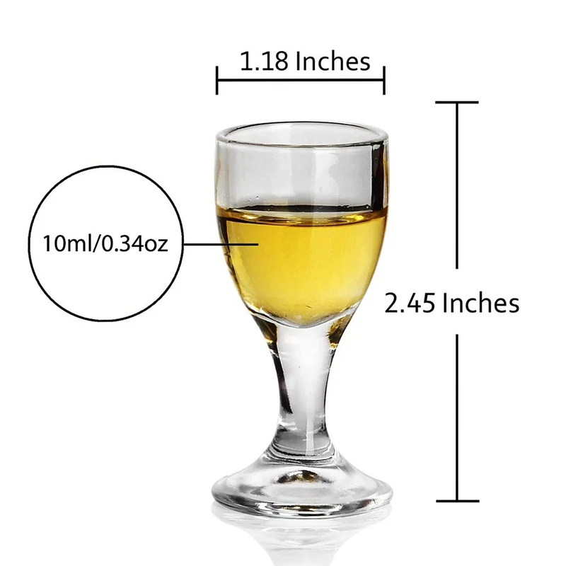 작은 잔 유리 Baijiu 와인 컵, 중국 스타일 음료 용기, 주정용 일본 술, 한국 소주 총알 샷 컵, 6 개, 12 개, 10ml