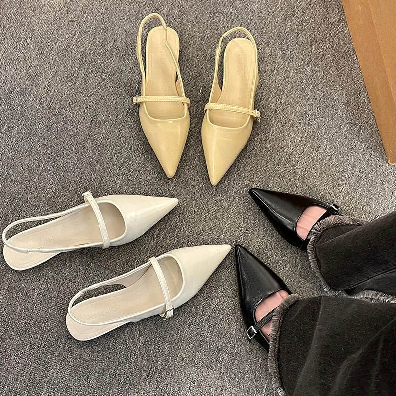 الفرنسية شقة الأسود باوتو الصنادل الجنية أحذية جديدة الربيع والصيف مدبب الماس مزاجه حذا فردي للسيدات Zapatos De Mujer #2