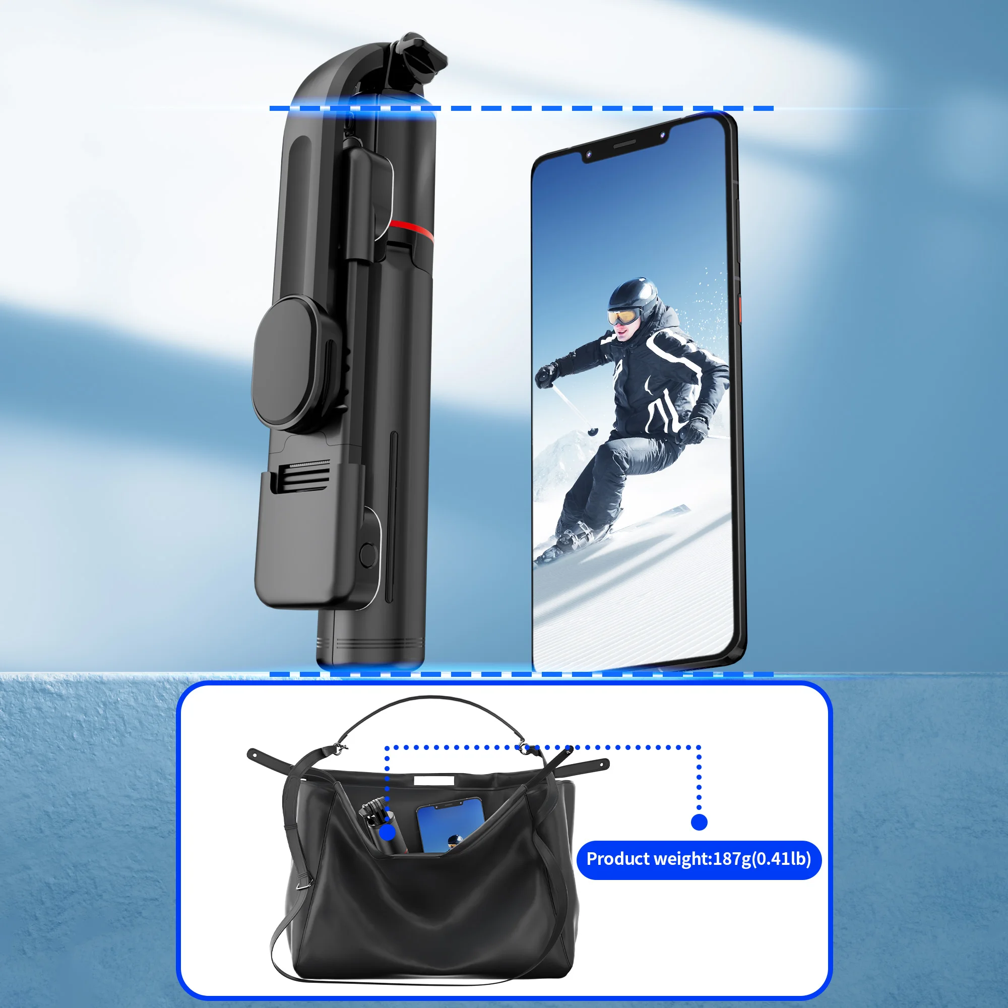 L13d Foldable Wireless Bluetooth Fill Light Tripod Selfie Stick 1160mm Tripe Stabilizer for Android IOS Cellphone image 5