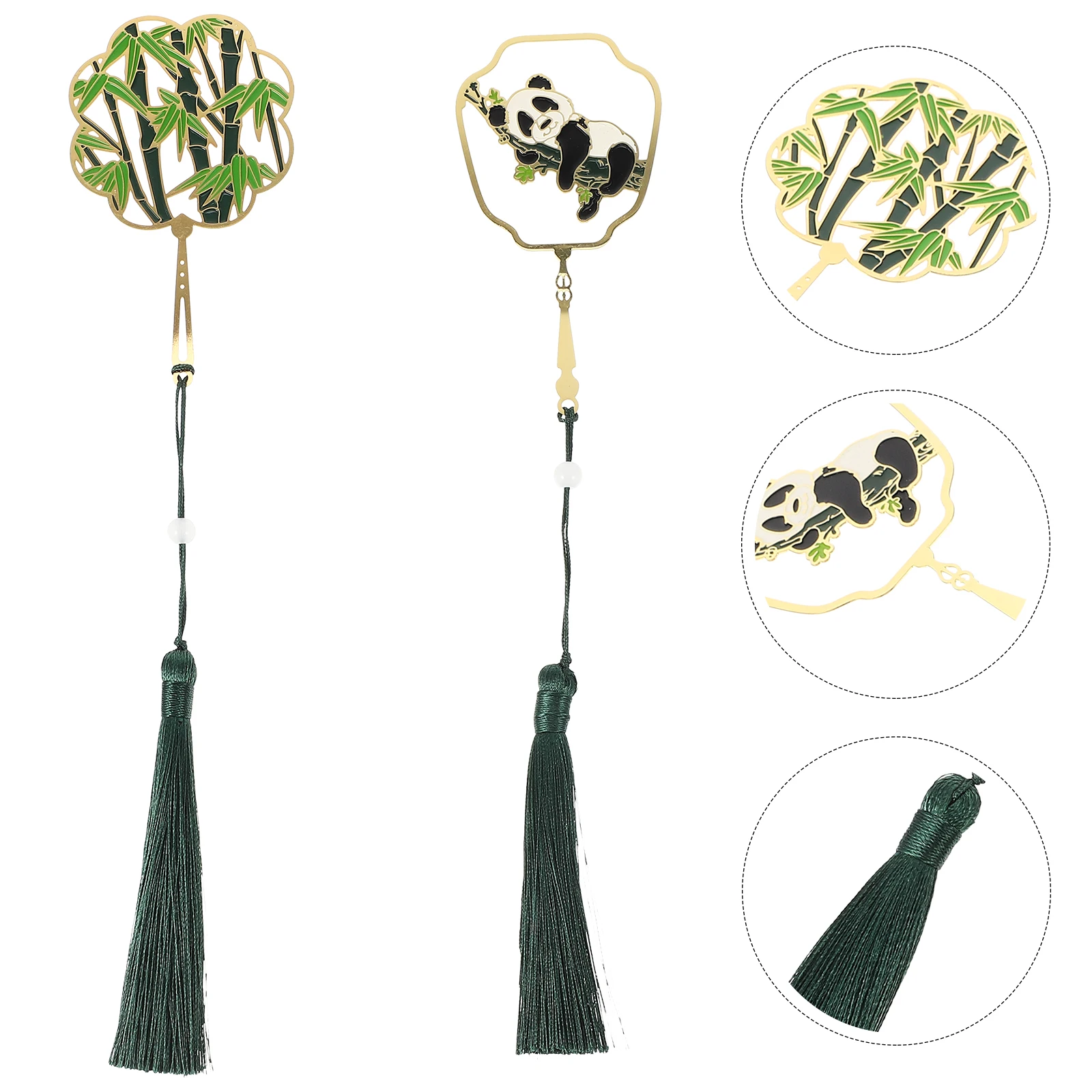 2 قطعة المرجعية المعدنية الباندا لطيف رائعة معلقة شرابة صفحة علامة لمكتب مكتبة المنزل استخدام الكرتون الباندا الإشارات المرجعية