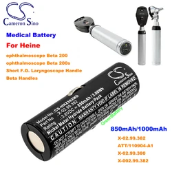 850mA/1000mAh Battery for Heine Beta Handles Ophthalmoscope Beta 200 200s Short F.O.Laryngoscope Handle for Heine Beta Handles