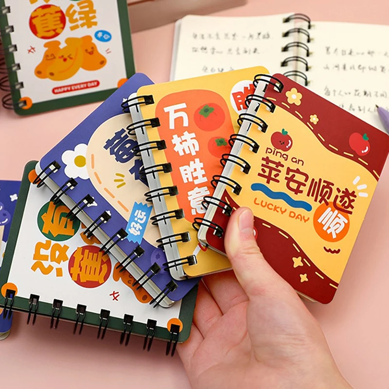 ミニかわいいテキストコイルノートブック、学生の単語ハンド元帳、オフィスステーショナリー、日記ブック、a6