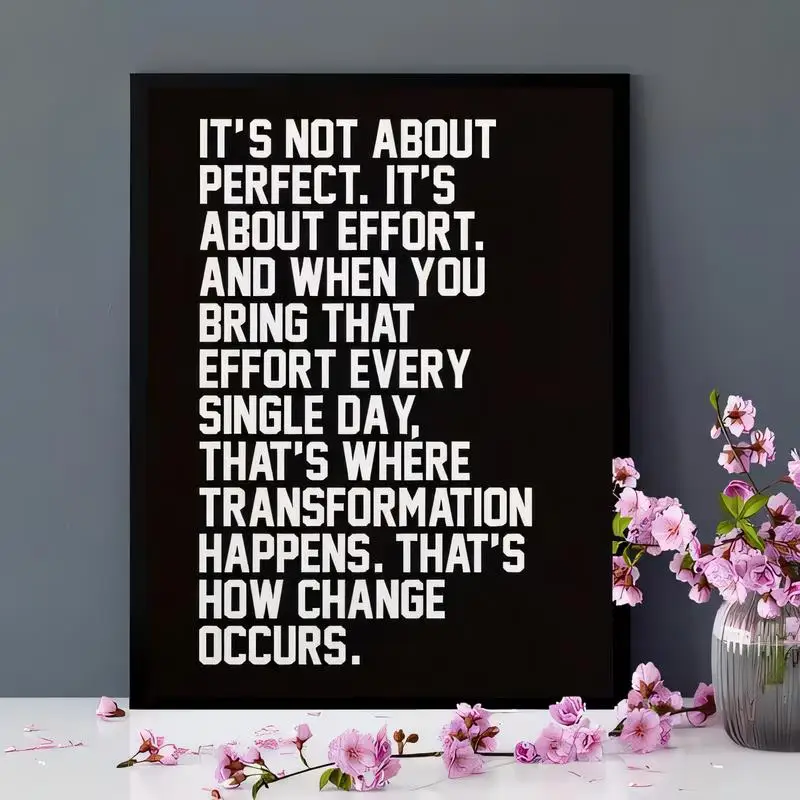 Motivational Quote Metal Tin Wall Art - Black & White, Iron Material, Minimalist Design, Perfect for Home Office Gym Decor