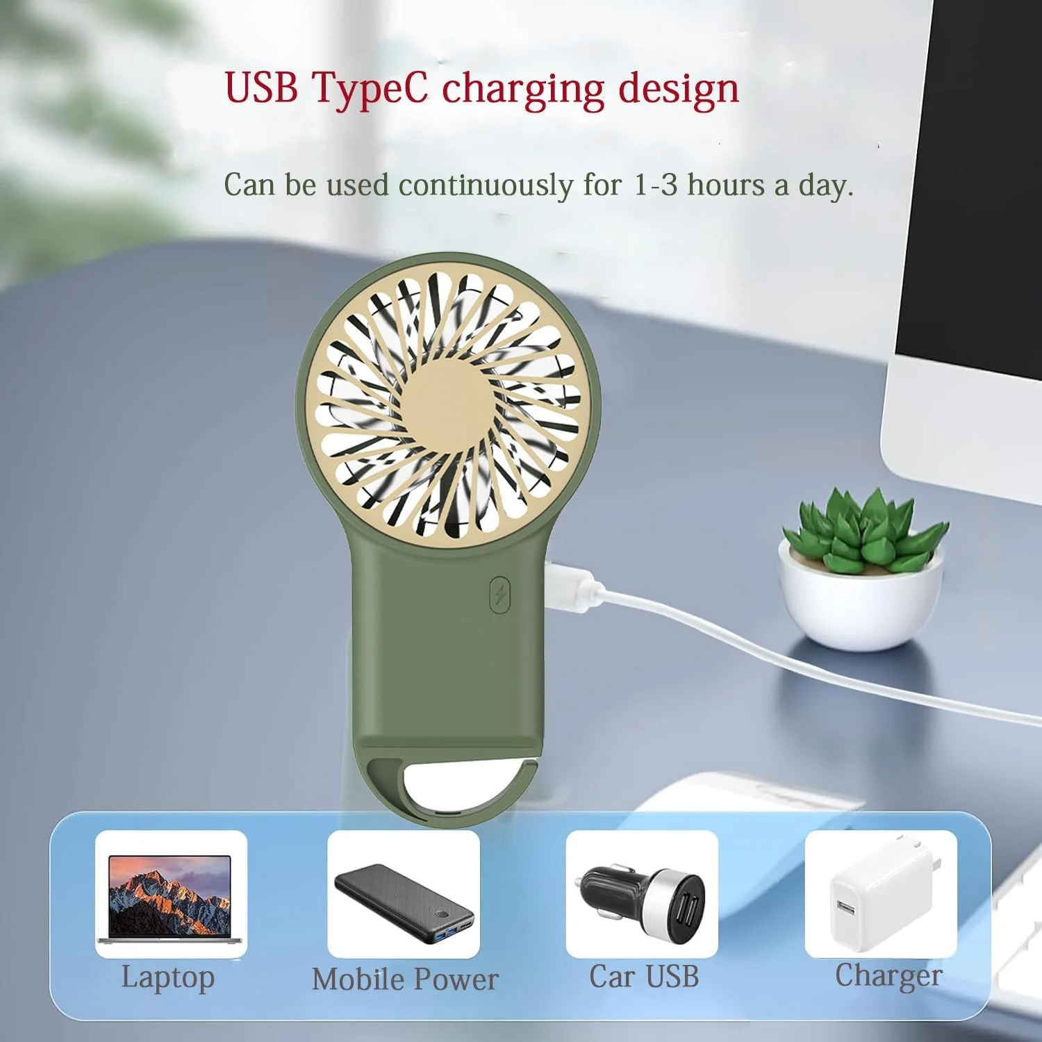 Персональные вентиляторы Мини-вентилятор, Портативный ручной вентилятор с USB-аккумулятором, Регулируемая скорость, Маленький персональный вентилятор 2 в 1, Портативный настольный вентилятор